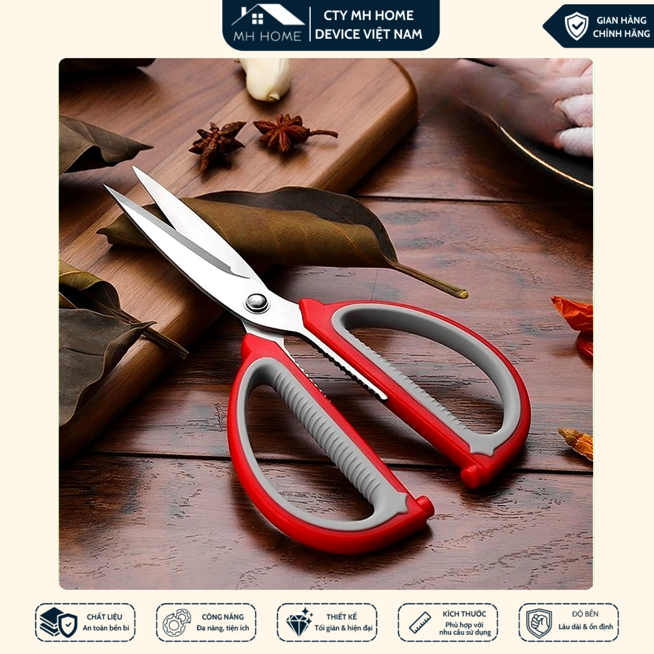 Combo 2 Kéo Cắt Đa Năng Cán Đỏ, Kéo Văn Phòng Cắt Giấy, Cắt Vải, Cắt Chỉ